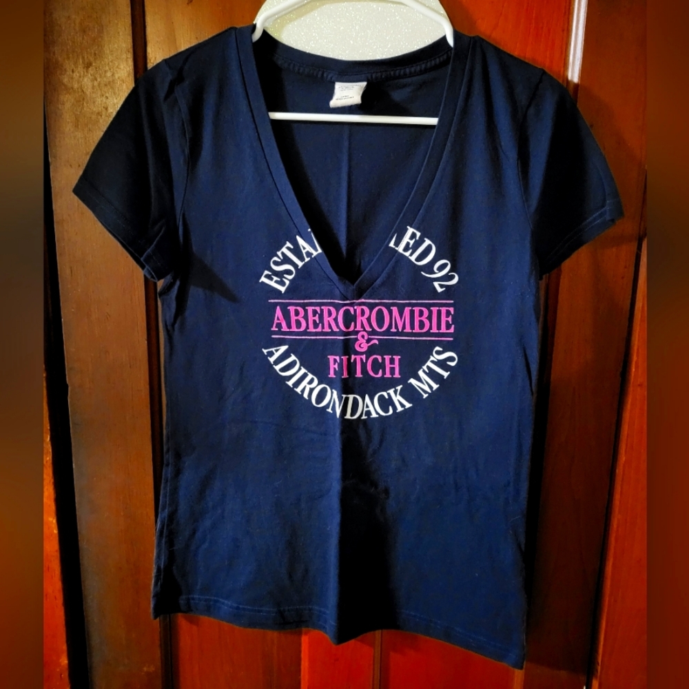 Abercrombie and Fitch v neck tee, women's size large.